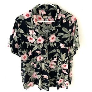 Caribbean Joe Women's Lightweight Floral Button Down Shirt, Size: 1X